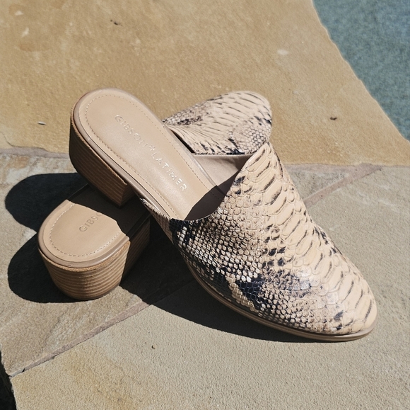 Gibson Latimer goat leather Slip-On Mules Block Heel Office Chic 10M - Picture 4 of 13